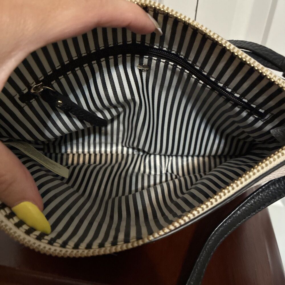 Kate Spade New York Jackson Zip Pebbled Leather Crossbody Bag Tan Cream Black - Picture 6 of 11